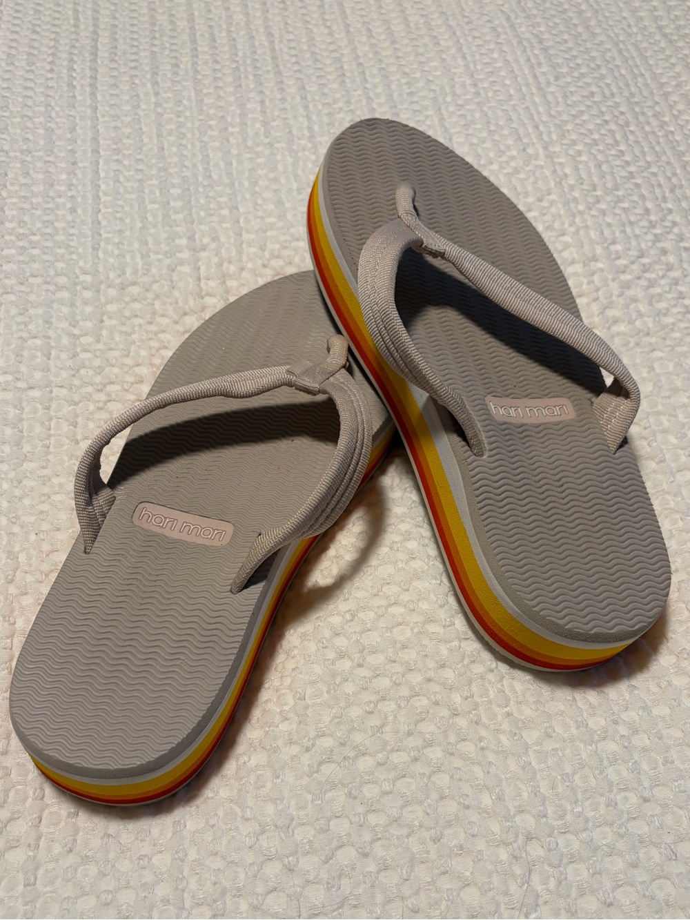Hari Mari Gray Women’s Flip-Flops with Sunset Stripe Midsole